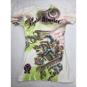 Y2K Remetee Revile City of Angels Tattoo Graphic Tee Small Ed Hardy Style Snake